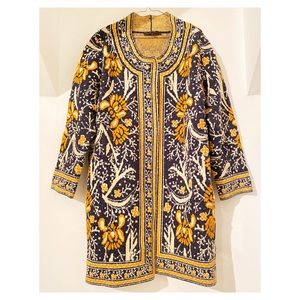 gold and navy sweater jacket NBW